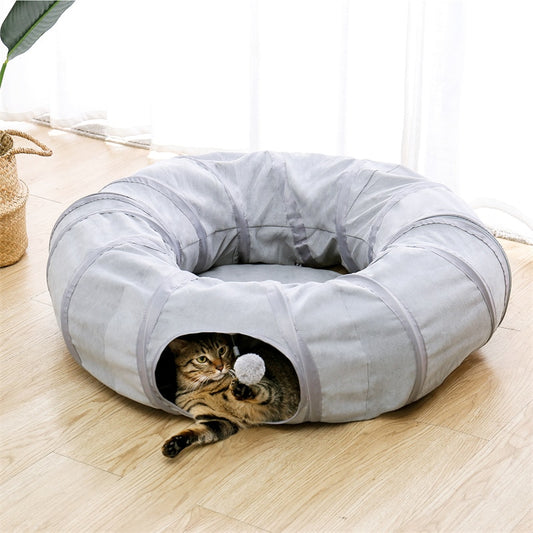 Cat Tunnel with Cushion Mat.  Collapsible for storage