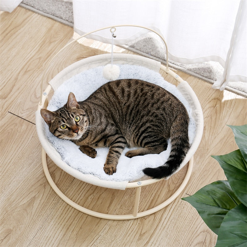 Soft Plush Pet Bed Cat Cradle Hammock with Dangling Ball for Cats Small Bed