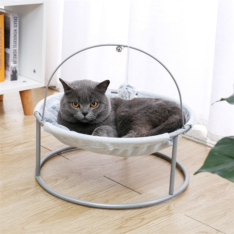 Soft Plush Pet Bed Cat Cradle Hammock with Dangling Ball for Cats Small Bed