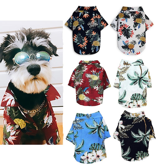 Dog Shirts Printed Clothes Summer Beach Clothes Vest Pet Clothing Floral T-Shirt Hawaiian For Small Large Cat Dog Chihuahua