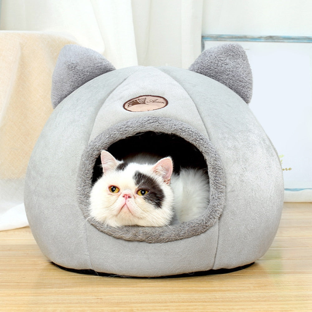 Grey Soft Cat Bed Puppy Dogs Basket for Cat‘s