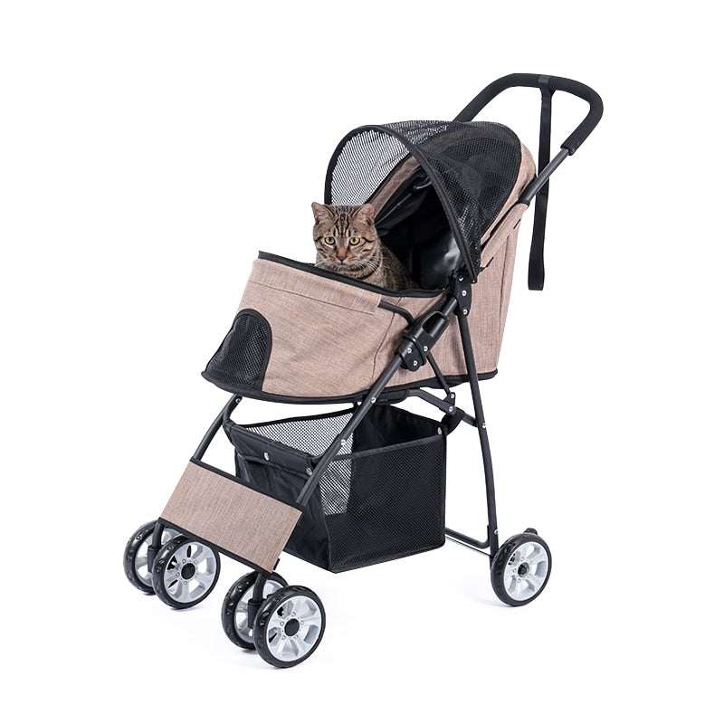 Stable Pet Carrier Stroller for Kitten/Cats/Dogs Light Foldable Large Space Jogger Stroller