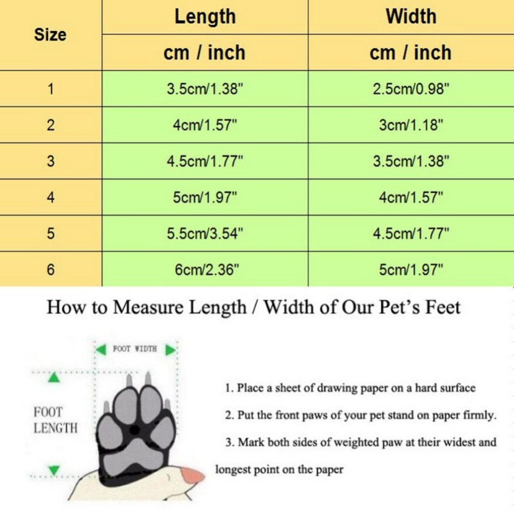 4pcs/set Anti-slip Waterproof Pet Shoes