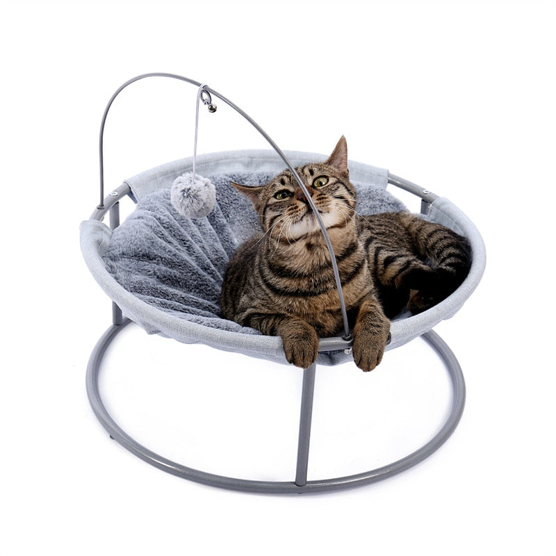 Soft Plush Pet Bed Cat Cradle Hammock with Dangling Ball for Cats Small Bed