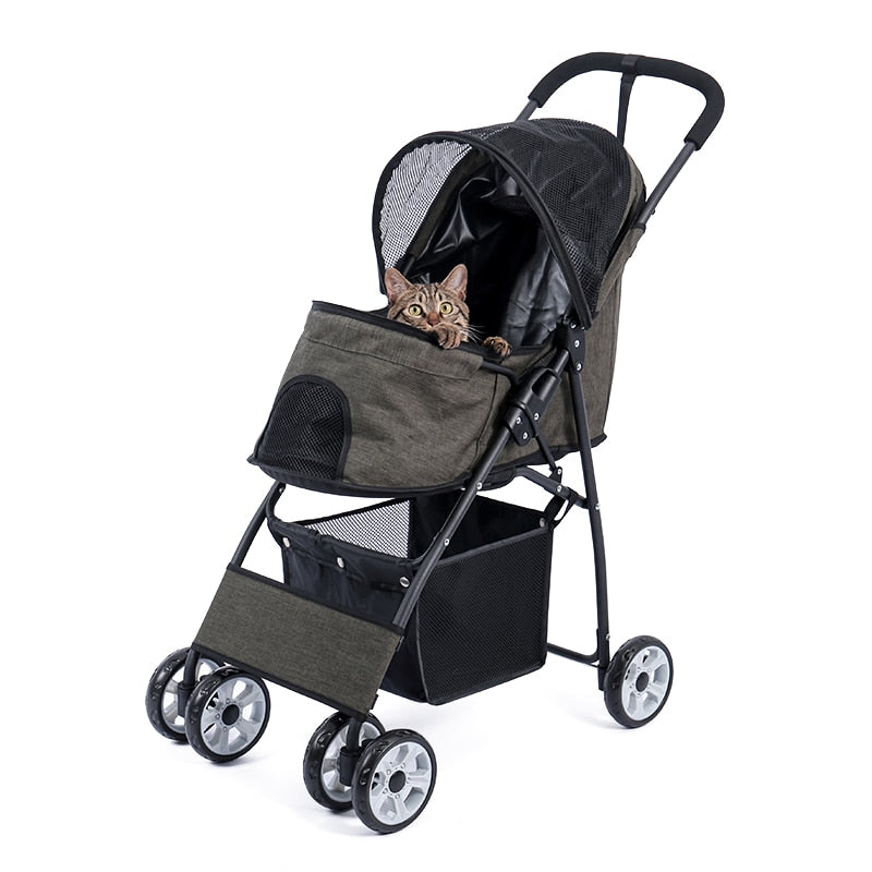 Stable Pet Carrier Stroller for Kitten/Cats/Dogs Light Foldable Large Space Jogger Stroller