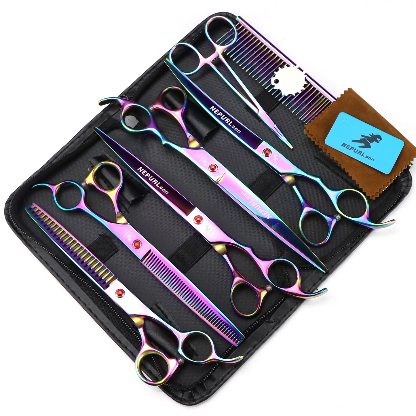 8 inch pet grooming scissor sets.  Various Colors.