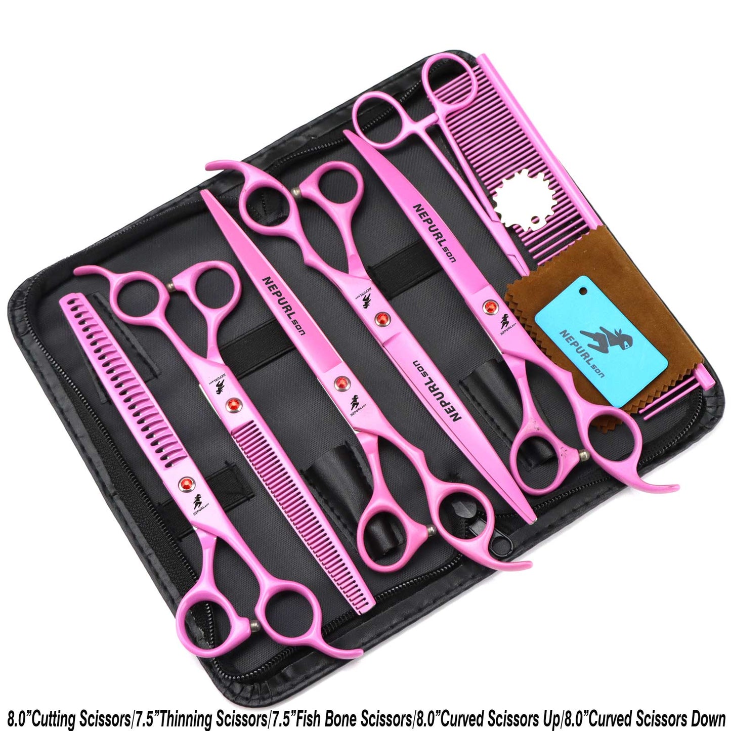 8 inch pet grooming scissor sets.  Various Colors.