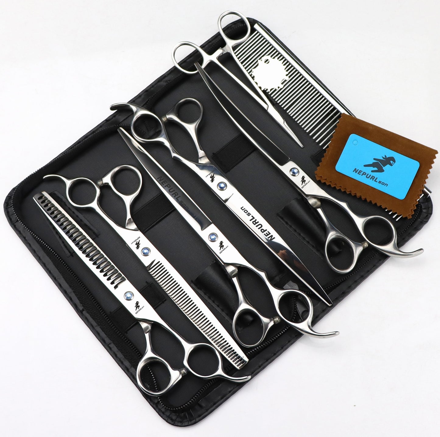 8 inch pet grooming scissor sets.  Various Colors.