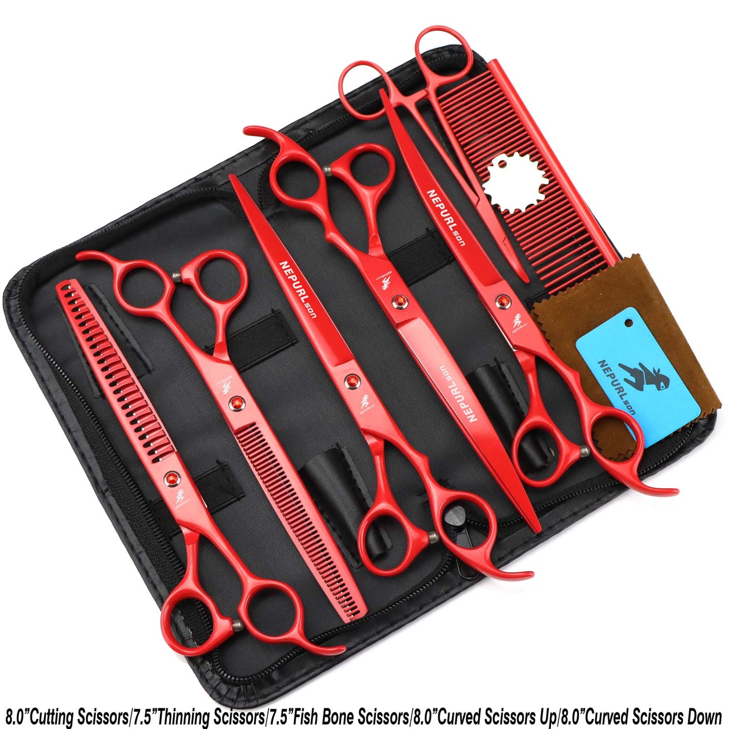 8 inch pet grooming scissor sets.  Various Colors.