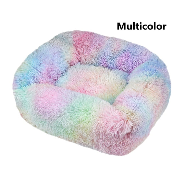 Multi-Color Square Dog/Cats.  Long Plush Material.  Soft & Warm Sleeping Mats for Pets.  Sizes: Small, Medium or Large