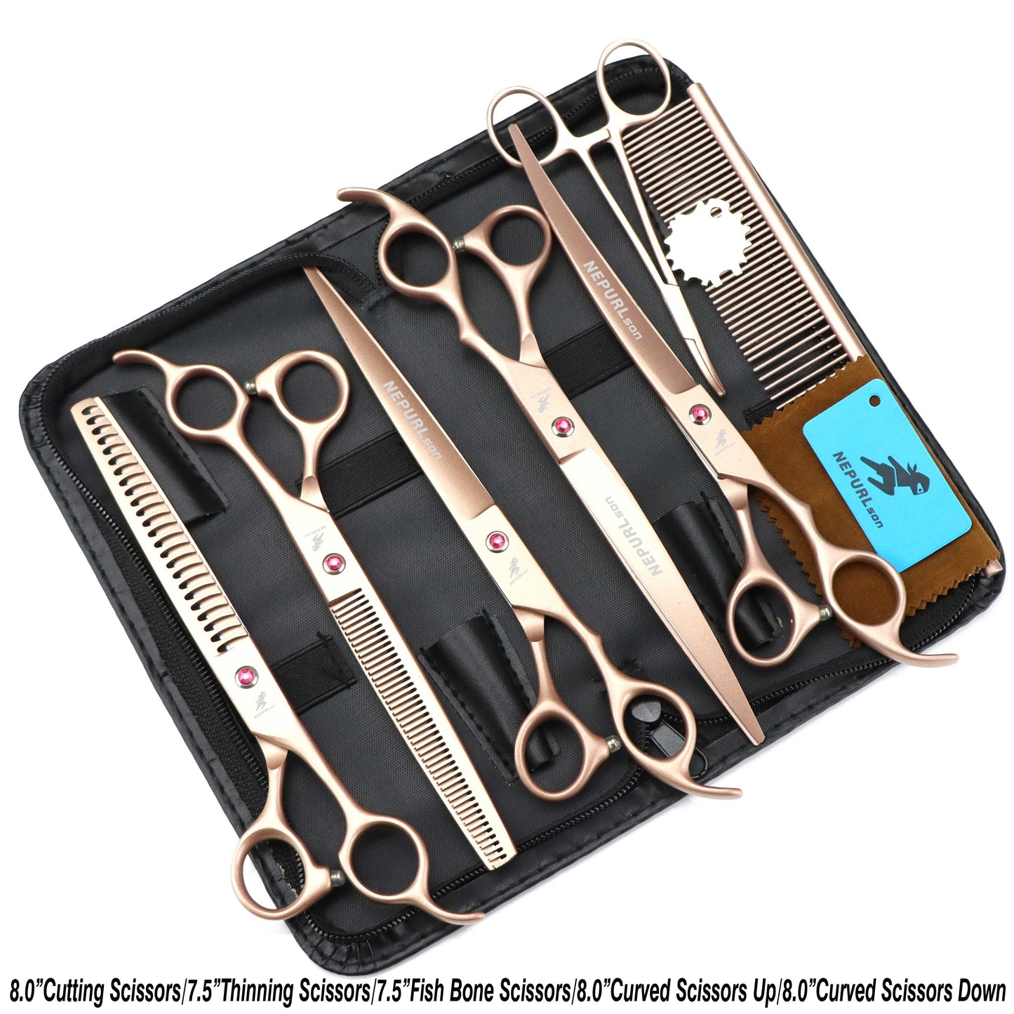 8 inch pet grooming scissor sets.  Various Colors.