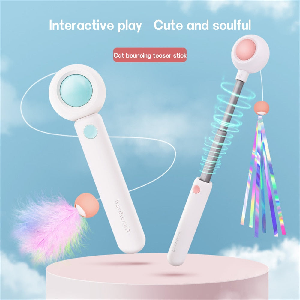 Feather Bell Interactive Toy Cat Teaser Stick