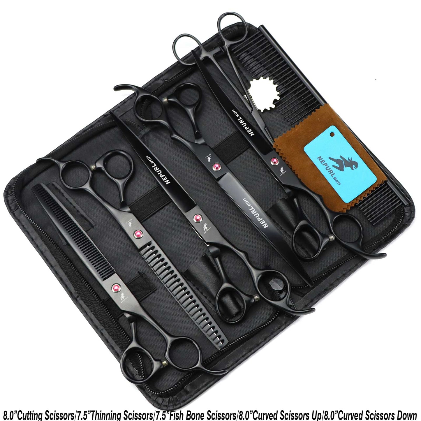 8 inch pet grooming scissor sets.  Various Colors.