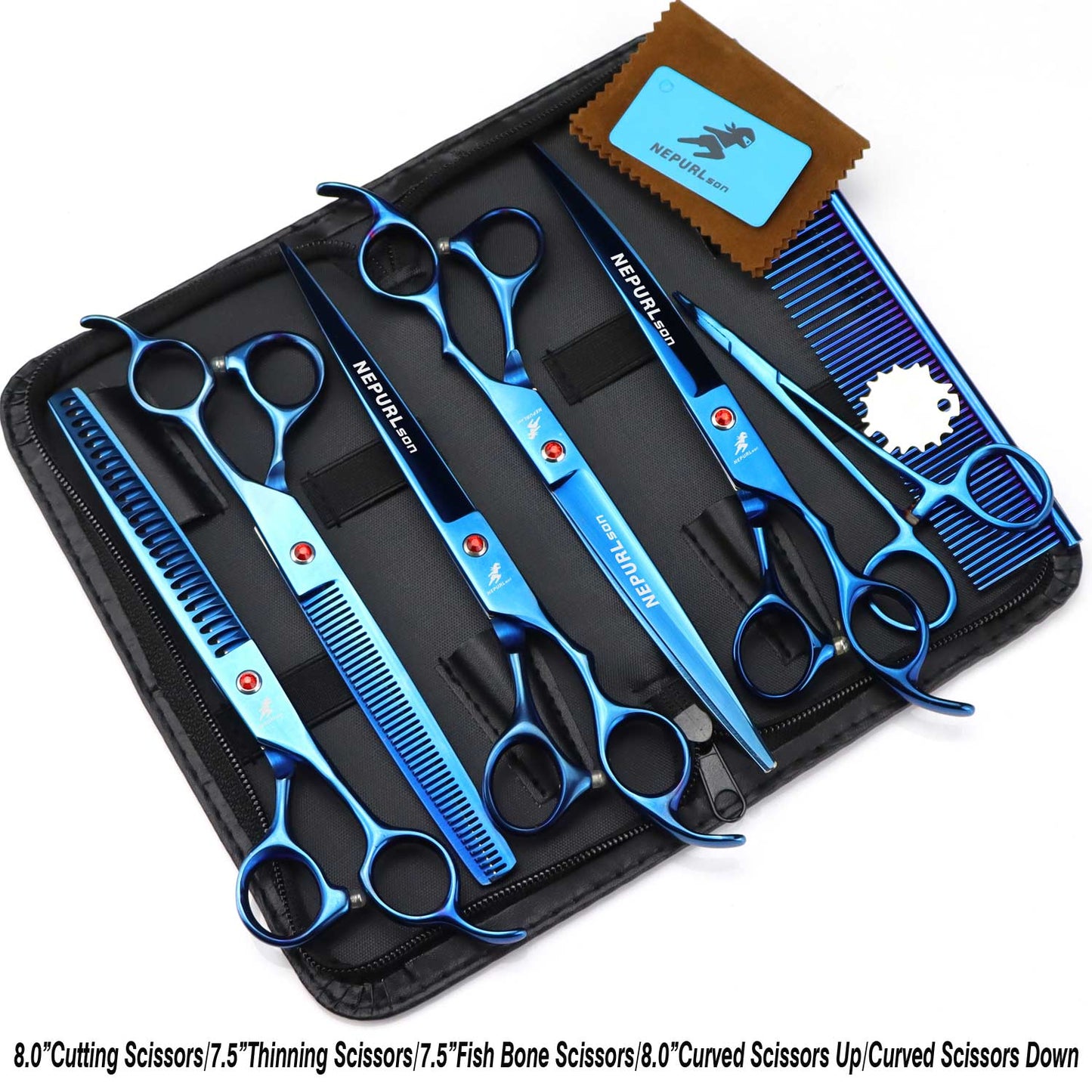 8 inch pet grooming scissor sets.  Various Colors.