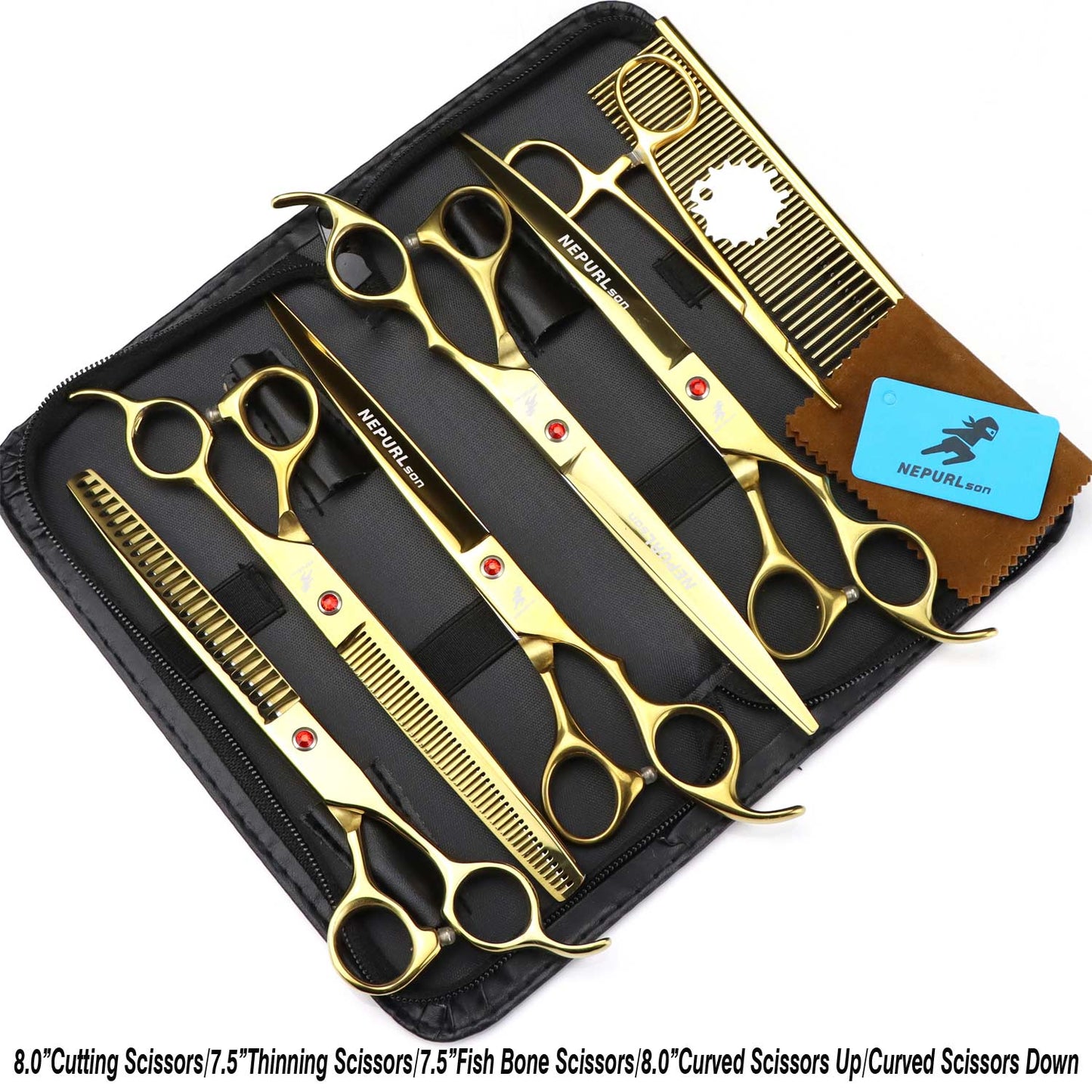 8 inch pet grooming scissor sets.  Various Colors.