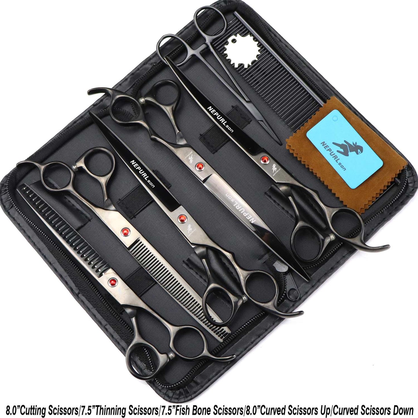 8 inch pet grooming scissor sets.  Various Colors.