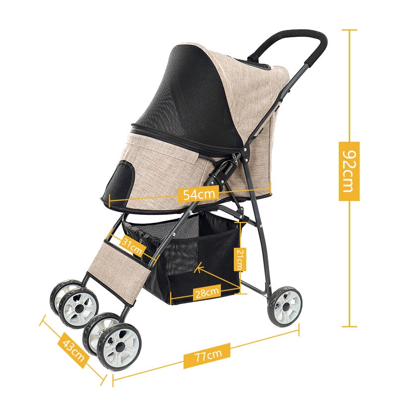 Stable Pet Carrier Stroller for Kitten/Cats/Dogs Light Foldable Large Space Jogger Stroller