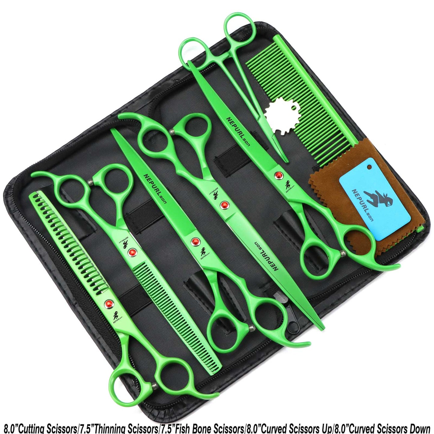 8 inch pet grooming scissor sets.  Various Colors.